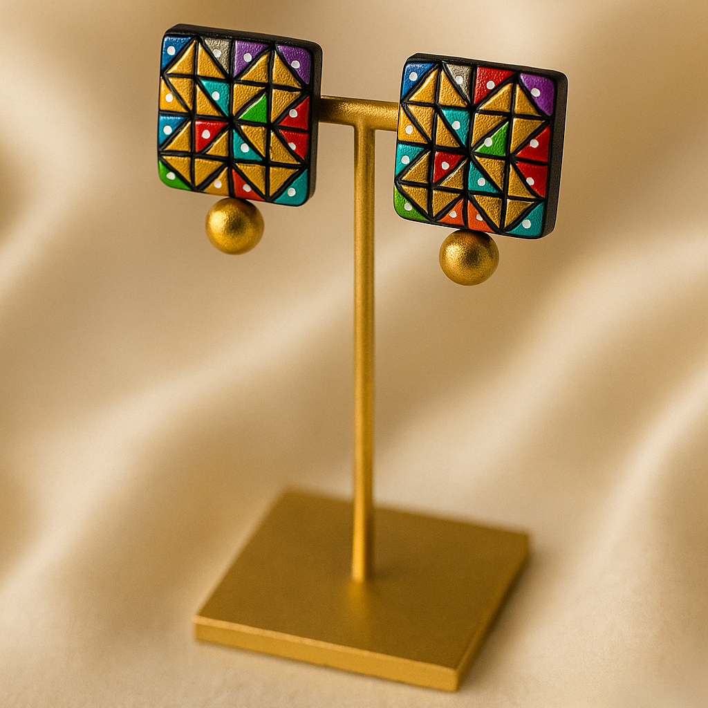 Terracotta Jewelry Necklace Set for Women – Handcrafted Clay Necklace with Earrings