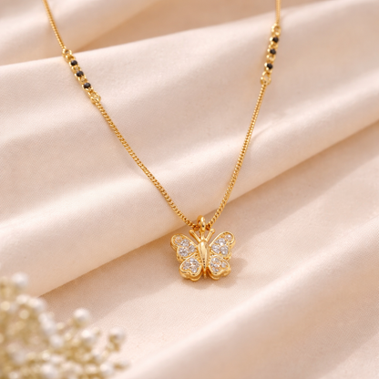 Butterfly Charm Gold Plated Mangalsutra – Symbol of Love & New Beginnings 🦋